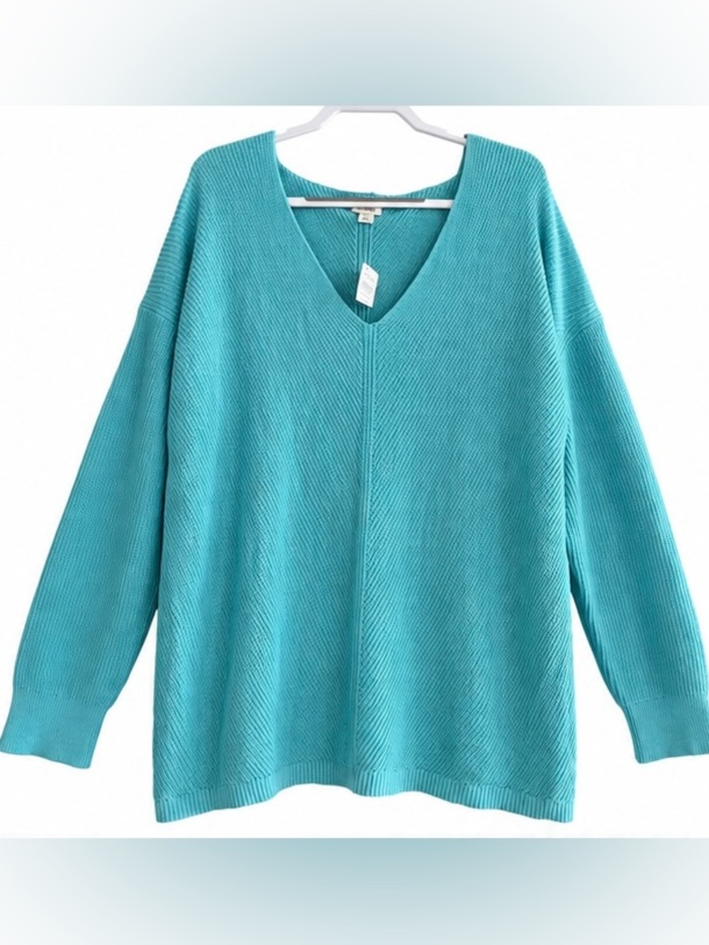 L.L. Bean 2XL Women’s V-Neck Sweater in Teal Blue